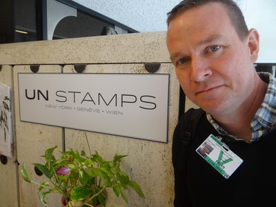 matt sesow at the UN in Geneva, Switzerland to buy some of his stamps.  2014