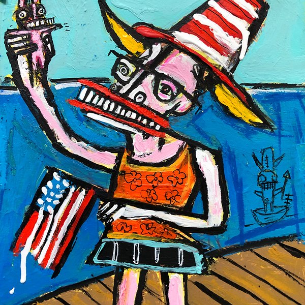 Bold outsider art painting by Matt Sesow, Washington DC