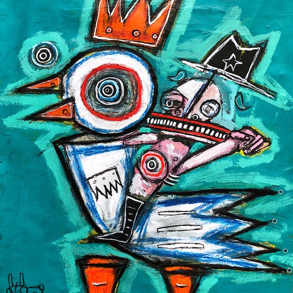 Bold outsider art painting by Matt Sesow, Washington DC